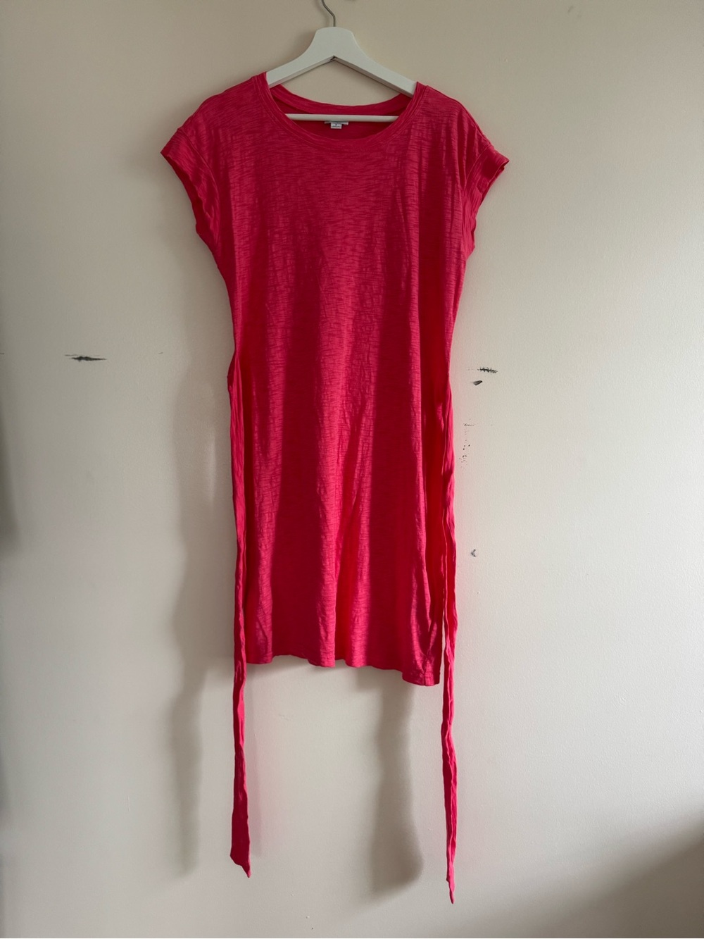 J. Crew Short Sleeve Tie-Side Midi Dress - Bright Pink